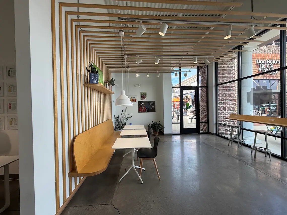 Bench seating and the window bar inside Pure Green Clayton